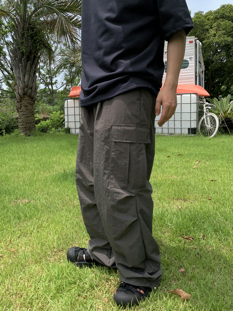 [Pants Best/사계절 나일론] 카고 핀턱 나일론 와이드 팬츠 (3 Color)